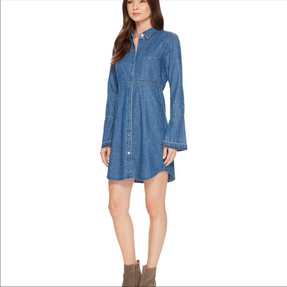 7 for all Mankind  bell sleeve denim shirt dress
